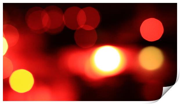 City lights in red color abstract picture Print by Roman Zajíc