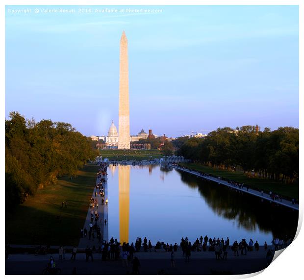 Washington Monument and Reflecting Pool Print by Valerio Rosati