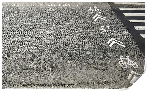 Bike lane and direction arrows Print by Valerio Rosati
