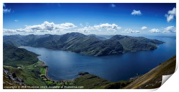 Views from Beinn Sgritheall over Loch Hourn Print by Phill Thornton