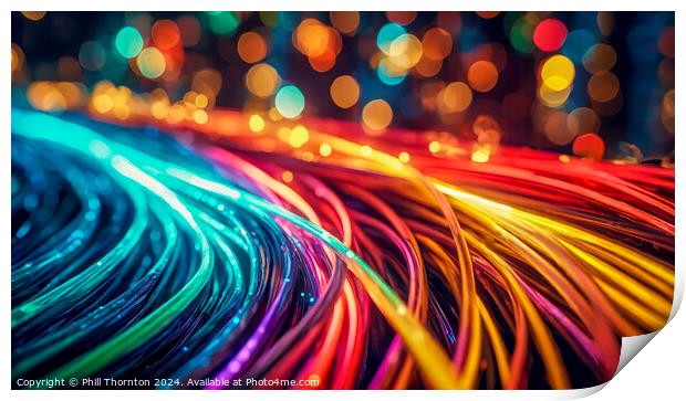 Vibrant multi coloured fiber optic cables with shallow depth of  Print by Phill Thornton