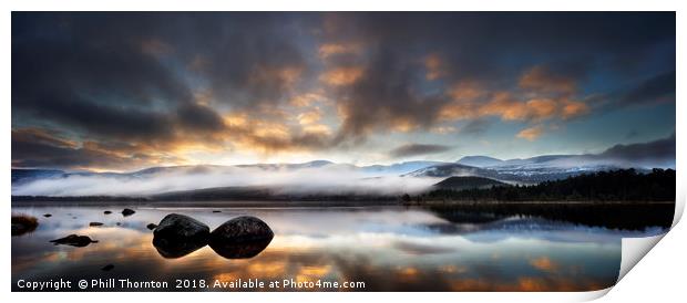 Sunrise over Loch Morlich Print by Phill Thornton