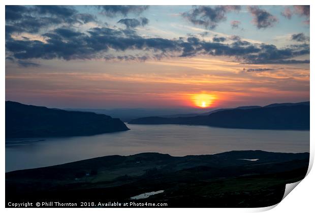 Sunsetting over Portree, Isle of Skye, Scotland. Print by Phill Thornton