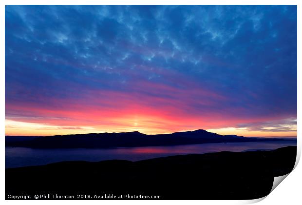 Sunsetting over Portree and the Storr, Isle of Sky Print by Phill Thornton