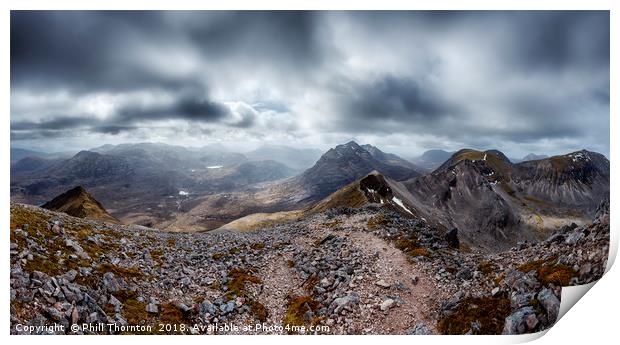 View from the top of Spidean Coire nan Clach Print by Phill Thornton