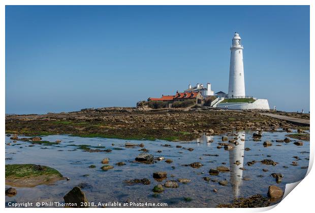 St Mary's Island and Lighthouse in mid summer. Print by Phill Thornton