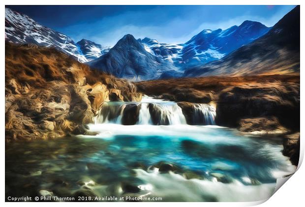 Fairy Pools, Isle of Skye, with an impressionist Print by Phill Thornton
