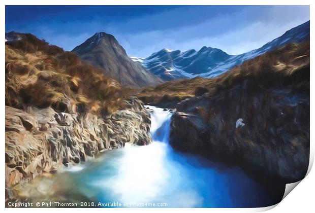 Fairy Pools, Isle of Skye digital painting no.2 Print by Phill Thornton