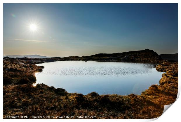 Sunset over Loch na Clarlaich to the Isle of Skye. Print by Phill Thornton