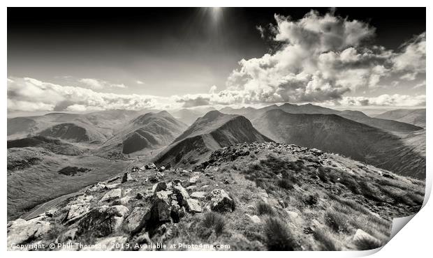 View down Buachaille Etive Mor. (B&W) Print by Phill Thornton