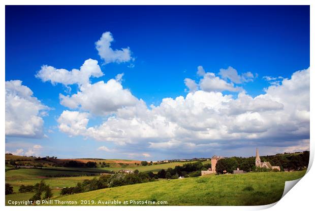 Borthwick Castle and blue skies Print by Phill Thornton