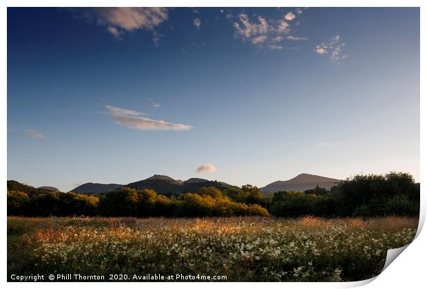 Summer meadows and evening skies, Lake District Print by Phill Thornton