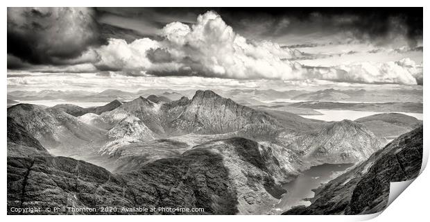 Panoramic view from the summit of the Black Cuilli Print by Phill Thornton
