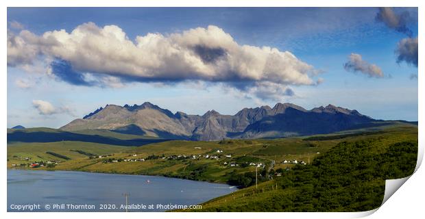 Panoramic view of the Black Cuillin Ridge. Print by Phill Thornton