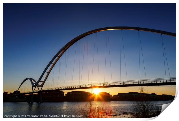 Sunset behind the Infinity Bridge, Stockton-on Tee Print by Phill Thornton