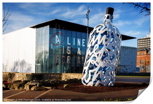 Bottle O' Noters sculpture in Middlesbrough. Print by Phill Thornton