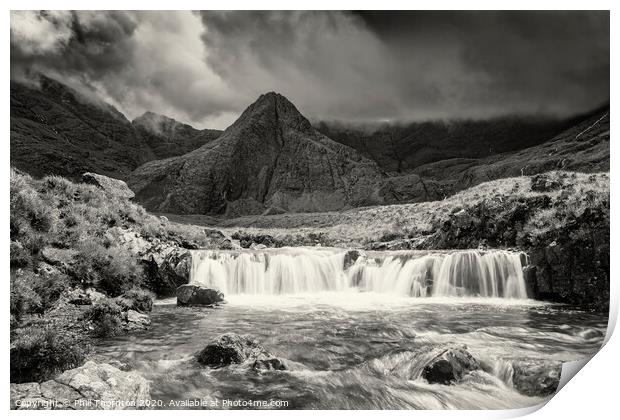 Clam before the storm, Fairy Pools. B&W Print by Phill Thornton