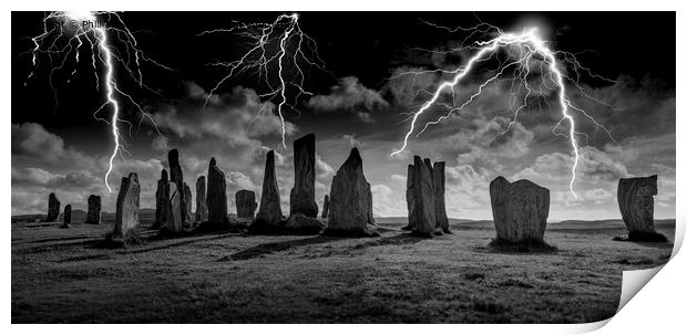Stormy Callanish Standing Stones Isle of Lewis Print by Phill Thornton