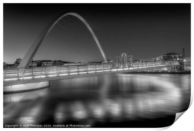 Gateshead Millennium Bridge. (B&W). Print by Phill Thornton