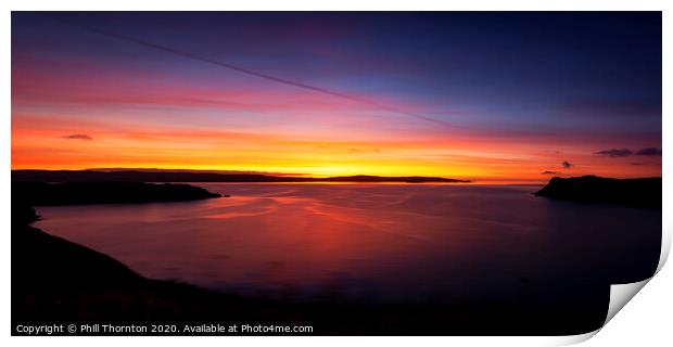 Panoramic sunset over Uig Bay, Isle of Skye. Print by Phill Thornton