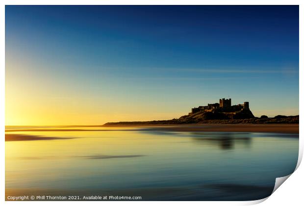 Sunrise over Bamburgh Castle No. 4 Print by Phill Thornton
