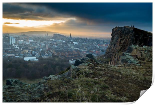 Sunset from Arthur's Seat Print by Richard Nicholls