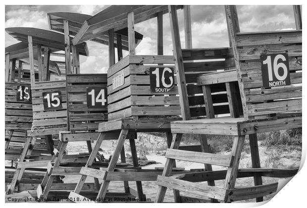 Life Guard Chairs Print by Gallery Three