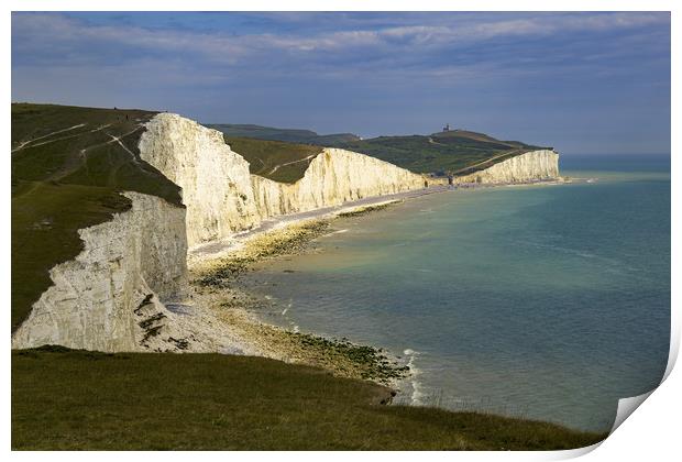 White chalk cliffs shoreline of East Sussex Print by Steve Mantell