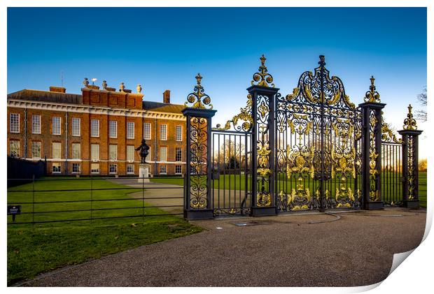 Kensington Palace entrance gates Print by Steve Mantell