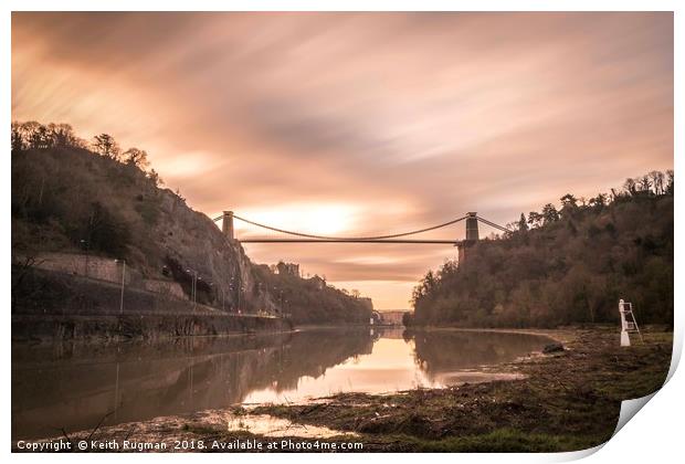 Clifton Suspension Bridge Sunrise Print by Keith Rugman