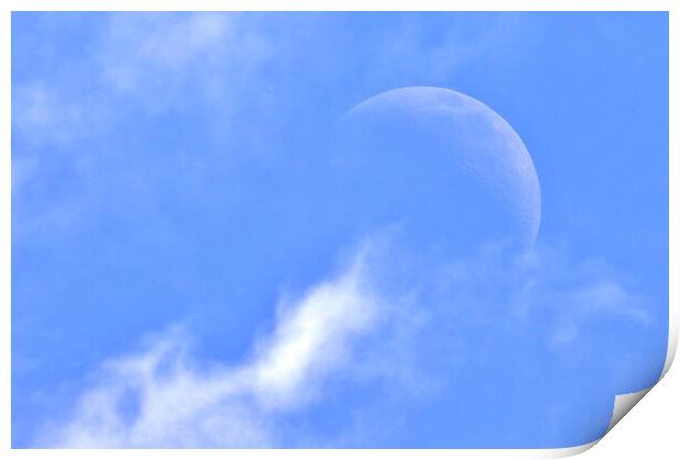 Cloudy Daytime Moon Print by Susan Snow