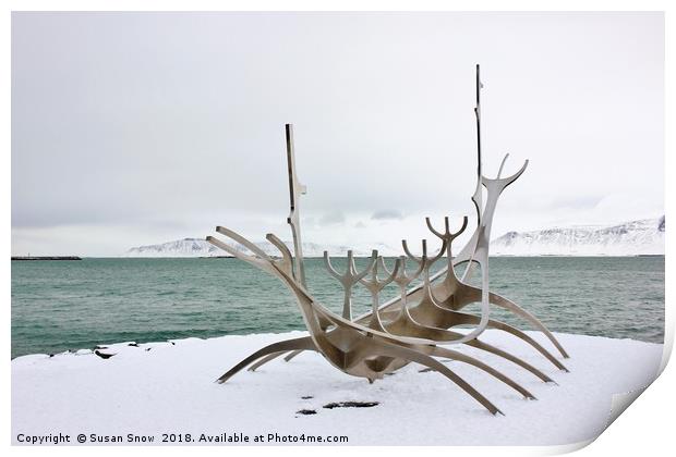The Sun Voyager Sculpture, Reykjavic Print by Susan Snow