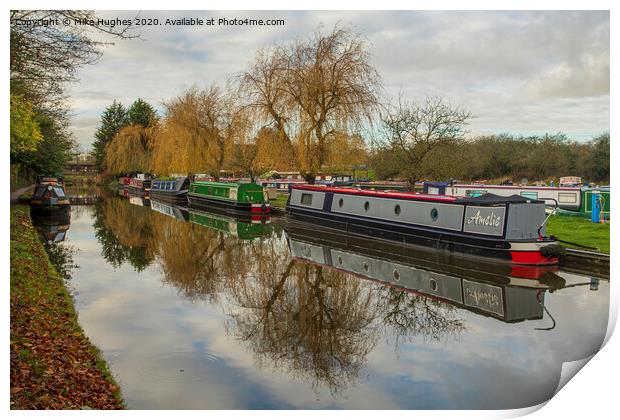 Anderton tow path moorings Print by Mike Hughes