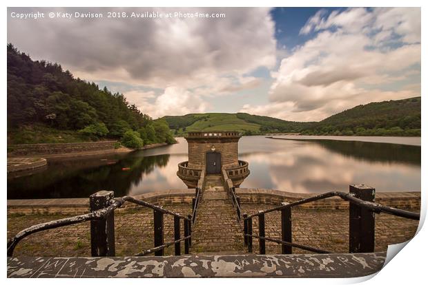 Down to the dam - Ladybower Reservoir Print by Katy Davison