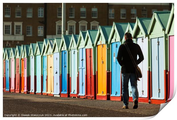 Hove Beach Huts Print by Slawek Staszczuk