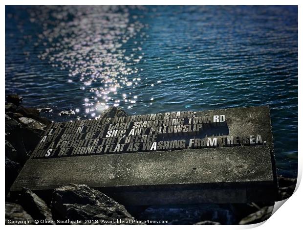 Wellington Harbour Sea Wall Poem in concrete Print by Oliver Southgate