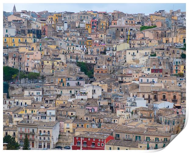 Many houses in Ragusa Print by Rob Evans