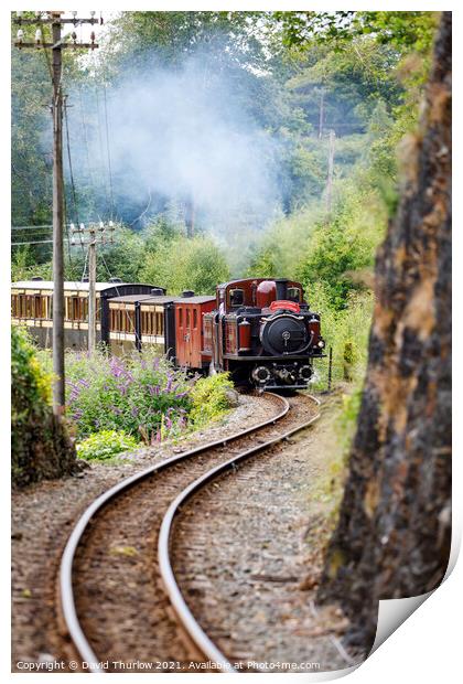 Merddin Emrys on the Ffestiniog Railway Print by David Thurlow