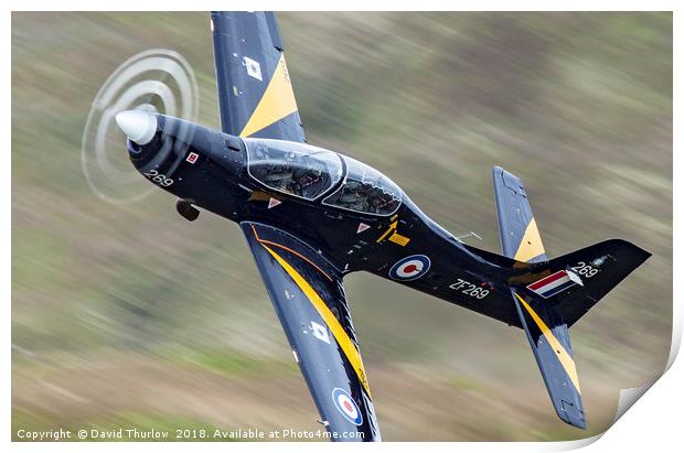 RAF Tucano T1 ZF269 in the Mach Loop, mid Wales. Print by David Thurlow