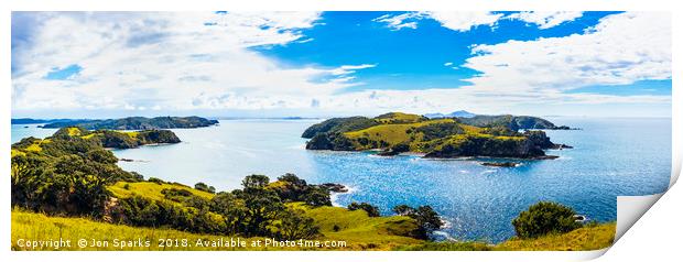 Bay of Islands panorama Print by Jon Sparks