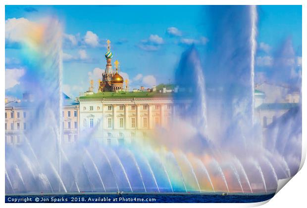 Fountains and Winter Palace Print by Jon Sparks