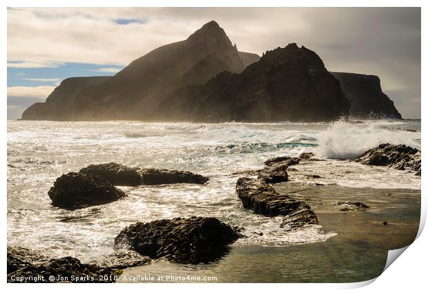 Breaking waves, Ponta da Calheta Print by Jon Sparks