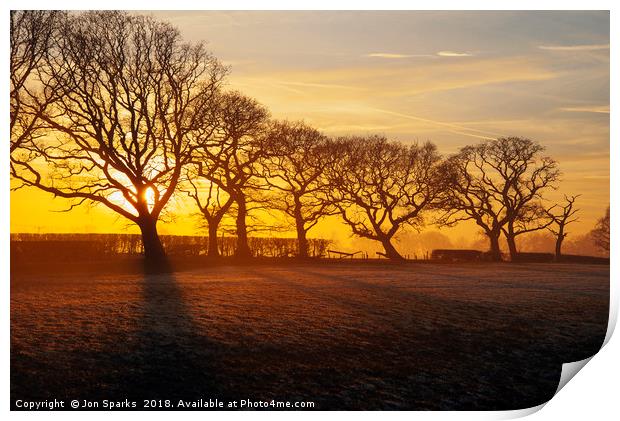 Mist and frost near Garstang 2 Print by Jon Sparks
