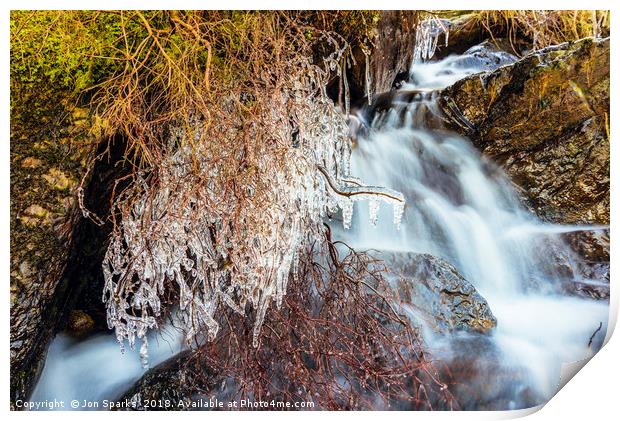 Selside Beck Icicles Print by Jon Sparks