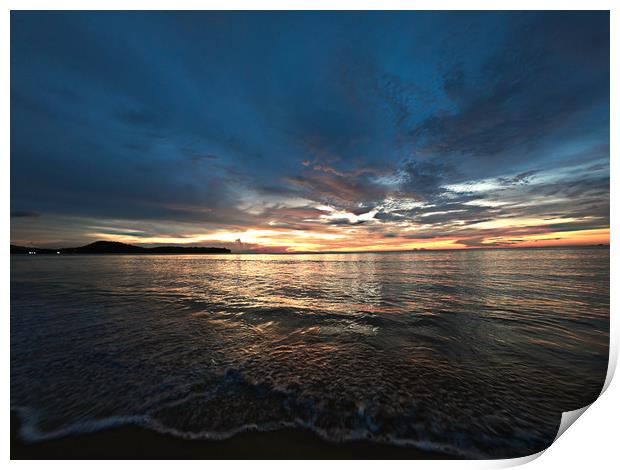 Sunset on a thai beach Print by jason jones