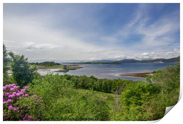 Castle Stalker on Loch Linnhe Print by Carmen Goulden