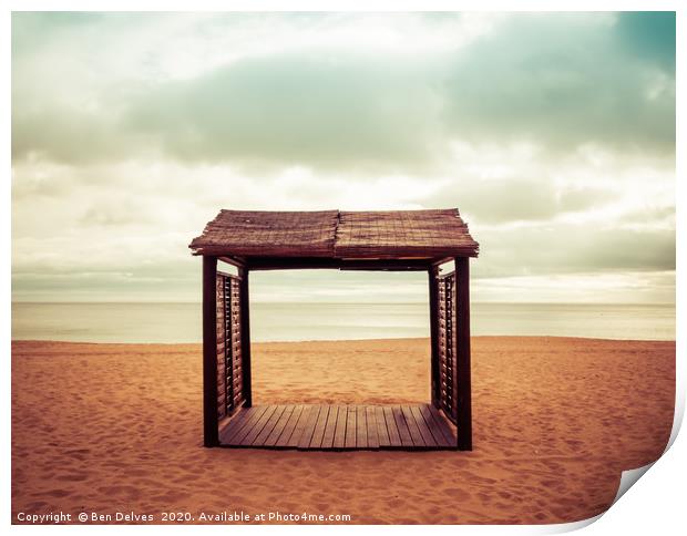 Beach hut Print by Ben Delves