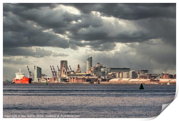 Liverpool ships and clouds Print by Ben Delves
