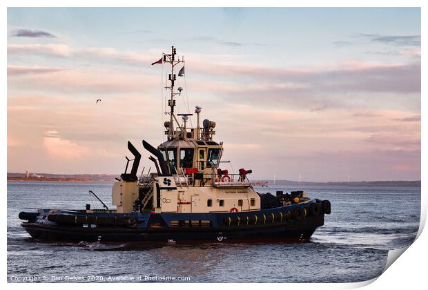 A Majestic Tugboat Sailing through the Mersey Rive Print by Ben Delves