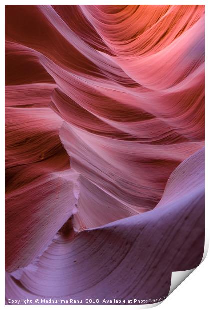 Colourful rock formation at Antelope Canyon Print by Madhurima Ranu
